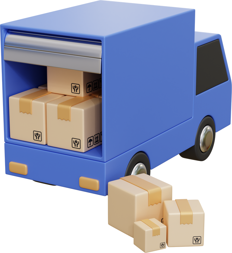 Truck Box Delivery 3D Illustration